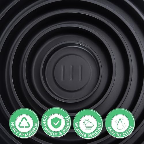 Phoenix Vine 8 Inch Plastic Plant Saucer Water Drip Tray, Heavy Sturdy Round Plant Drainage Tray for Indoors Outdoor, Set of 2, Matte Black, 21-TY-8B-2 - Image 4
