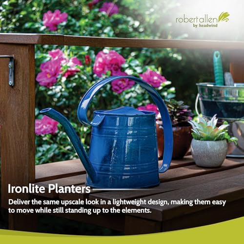 Headwind Danbury Small Watering Can, Indoor Plants Metal Watering Can with Long Spout, 0.5 Gallon Vintage Powder-Coated Steel Plant Watering Can, Indoor & Outdoor – Oceanside Blue - Image 4