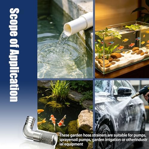 304 Stainless Steel Garden Hose Strainer, 90 Degree Elbow Inlet Filter Screen, Suitable for Water Pumps, Aquariums and Garden Irrigation, Including Hose Clamps and Sealing Tape (40mm 1-1/4inch) - Image 7