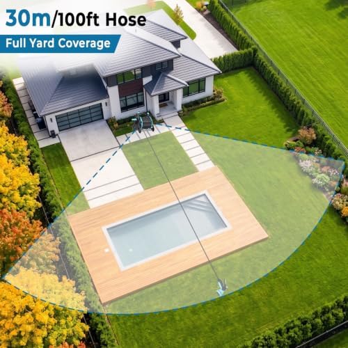 Garden Retractable Hose Reel, 100FT Portable Hose with 10-Pattern Spray Nozzle, Portable & Wall-Mounted, Compact & Space-Saving, All-in-One Kit Water Hose for Car Wash & Gardening - Image 7