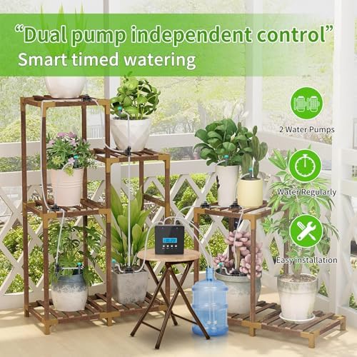 Automatic Indoor Plant Waterer, Dual Pump Drip Irrigation System with Timer, 20 Adjustable Drippers, Self Watering for Potted Plants, Easy Setup - Image 2