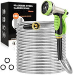 GOXAWEE 100FT Garden Hose, Stainless Steel Water Hose, 10 Function Nozzle by GOXAWEE