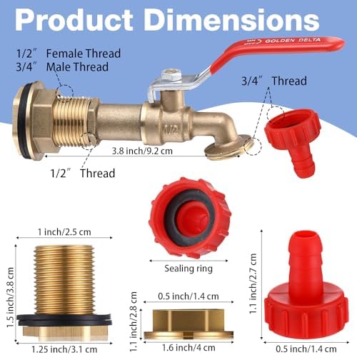 Tujoe 4 Set Rain Barrel Kit Barrel Spigot Kit 3/4 Mesh Cover with Drawstring PVC Barrel Spigot Brass Faucet Kit Bulkhead Fitting Hose Faucet Adapter Thread Seal Tape for Rain Barrel Water - Image 3