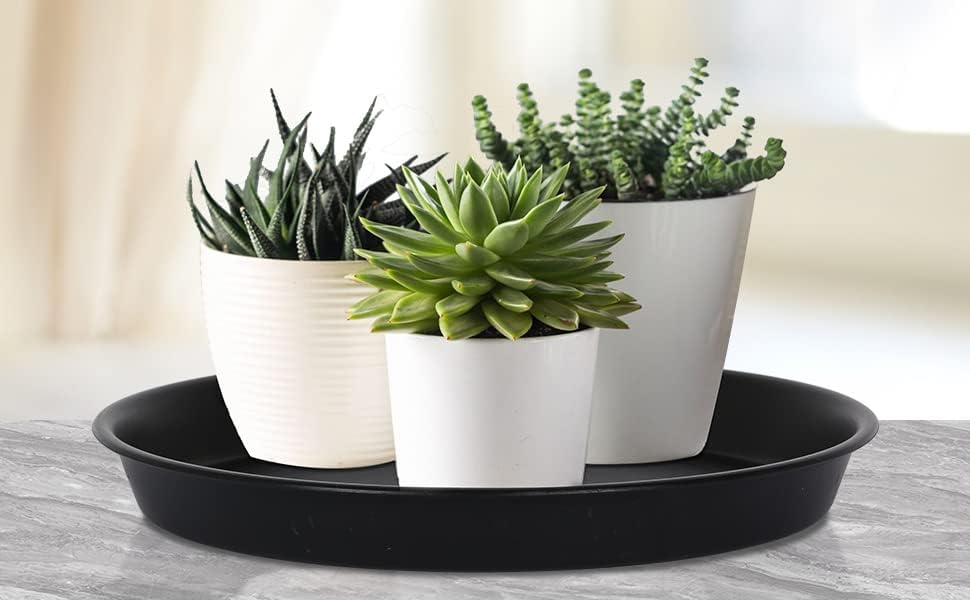 8 Pack 10Inch 12Inch 14Inch 15 Inch Plant Saucer Plastic Plant Saucer Drip Trays Plant Saucers for Indoors Outdoor Plant (10+12+14+15 inch) Black - Image 7