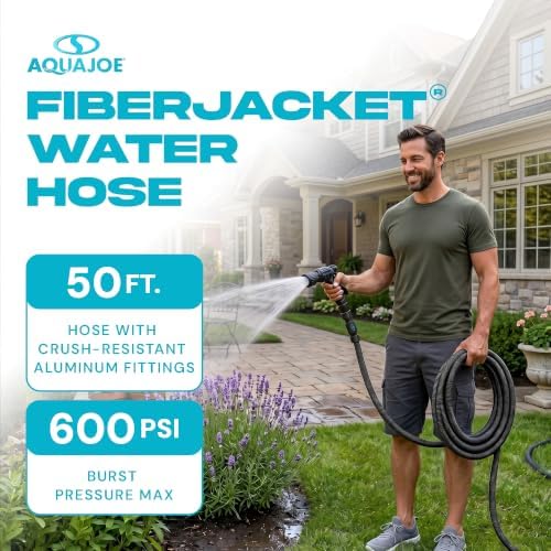 Aqua Joe AJFJ050-58-XT1 New and Improved - Aqua Joe 50-Ft x 5/8-Inch FiberJacket Garden Hose - Image 2
