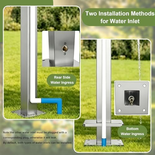 304 Stainless Steel, Outdoor Water Column Garden Water Tap, Antifreeze Hose Faucet Extender Water Column with Faucet, Frost Proof Hydrant for Yard(Short Height:50cm/19.7in) - Image 4