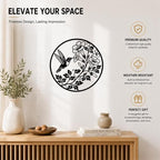 Hummingbird Flowers Wings Petals Metal Wall Art as Home Decor Accent Bold - Image 3