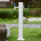 Outdoor 304 Stainless Steel Cylindrical Vertical Garden Water Column, Decorative Yard Hydrant Water Feature Fountain, Freestanding Garden Hose Holder with Full Copper Faucet,for Irrigation and Water by Unknown