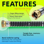 5/8 IN. × 50FT. Heavy Duty Rubber Garden Hose, High Flow 5/8" I.D. Brass Fitting No Memory Durable Heavy Duty Water Hose for Watering, Irrigation, Water Transfer Pump - Image 3