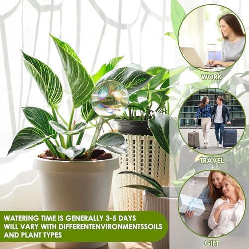 VZZNN 8 Pack Rainbow Glass Plant Watering Globes - Self Watering Planter Insert, Plant Watering Devices for Water Plants While Away, Indoor Outdoor Automatic Slow-Release Watering Bulbs - Image 7