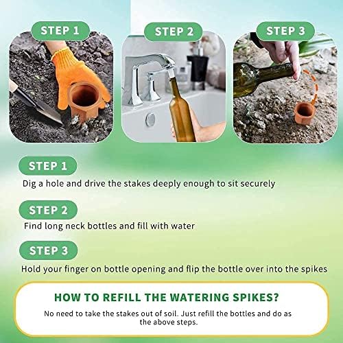 Tcamp 20 Pack Terracotta Watering Spikes, Plant Watering Devices Wine Bottle Automatic Plant Self Watering Spikes for Vacations, Self-Watering Stakes for Indoor Outdoor Plants - Image 6