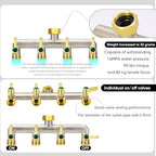Brass Garden Faucet Splitter, 4-Way Hose Splitter with 4 Extended Metal Handles, Outdoor Hose Divider, Heavy Duty Nickel Plated, GHT 3/4-Inch Heavy Duty Hex Female Inlet and 3/4-Inch Male Outlet - Image 3
