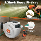 Retractable Garden Hose Reel,1/2 Inch x 100ft Wall Mounted Hose Wall,180° Swivel Bracket,With Built-in Nozzle,Slow Retraction Any Length Lock. - Image 4