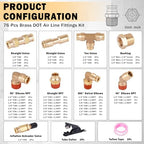 CheeMuii 76 Pcs Brass DOT Air Line Fittings Kit DOT Push to Connect Fitting - Image 2