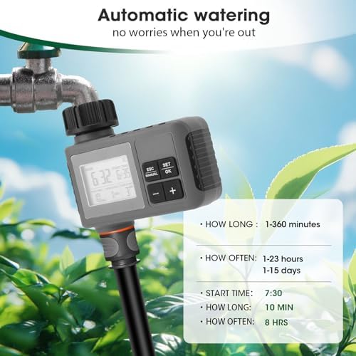 Programmable Sprinkler Timer, Automatic Water Timer for Garden Hose with Rain Delay, Digital Irrigation Controller for Yard Lawn Pool Greenhouse, IPX5 Outdoor Faucet - Image 5