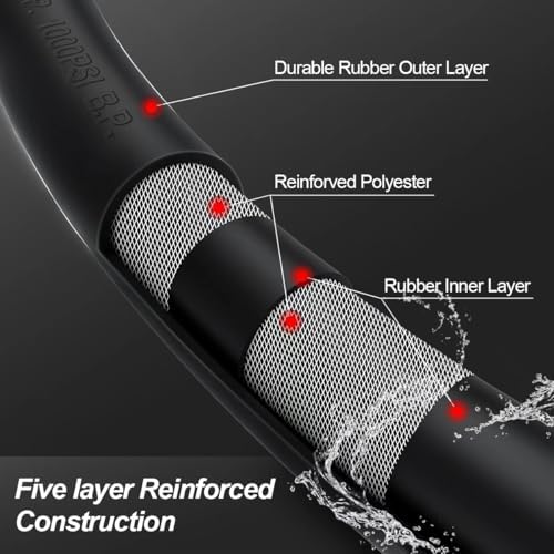 Guitrees 2026 Upgraded Leader Garden Hose 10ft x 5/8", Heavy Duty Short Water Hose, Male to Female Nickel-plated Brass Fittings, Five Layered Braiding, 1000PSI Burst, 300PSI Working (Black) - Image 2