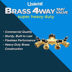 Underhill Outlet Splitter Adapter for Garden Water Hose, 3/4-Inch Hose Thread, Brass 4-Way Heavy-Duty with Shut Off Valve Control, A-HB4 - Image 4