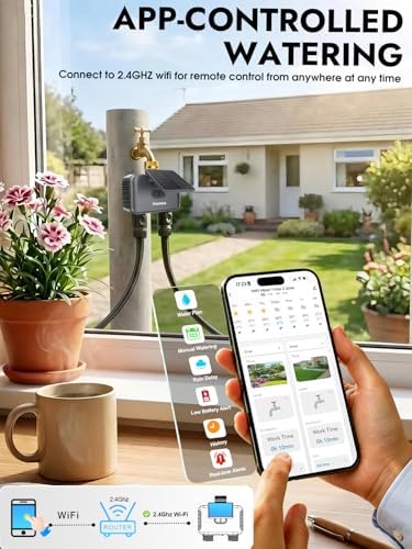 Insoma Solar WiFi Water Timer 2 Zone, Solar&Type-C Rechargeable Smart Sprinkler Timer w/Adjustable 120° Solar Panel, APP&Voice Control Automatic Irrigation for Garden Hose Lawn, No Gateway Required - Image 3