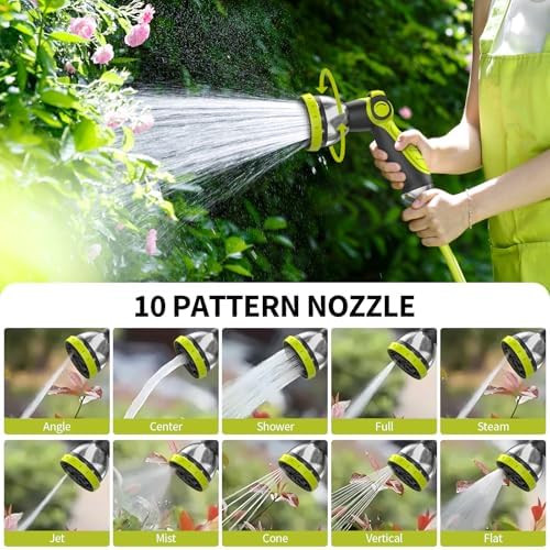 Retractable Garden Hose Reel - 1/2 inch x 50ft Wall Mounted Hose Reel with 3/4 inch Brass Fitting & 10 Function Sprayer Nozzle - Any Length Lock, Auto Rewind System, 180°Swivel Bracket - Black - Image 5