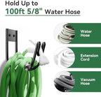 Black Metal Garden Hose Holder - Wall Mounted Water Hose Holder - Hose Hanger Heavy Duty for Water Hose Extension Cords Vacuum Hose (2 Pack) - Image 6
