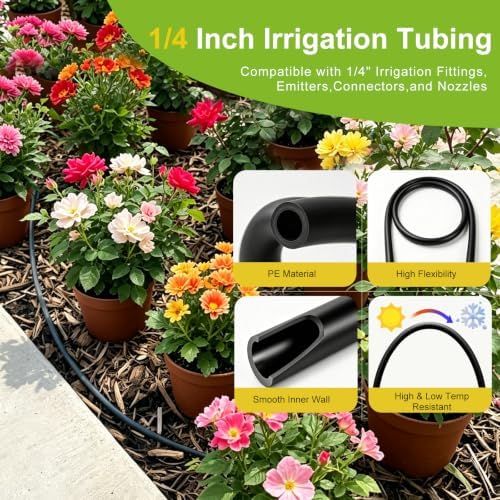 300FT 1/4in Drip Irrigation Tubing with Clamp and Stake,Irrigation Tube Kit - Image 3