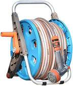 Hose Reel Cart Garden Hose Reels for Outside Retractable Multifunctional Wall Mounted Hose Cart, Garden Hosemobile with Water Gun, Car Wash Tool Set, Pipe Storage Rack (Color : A, Size : Hose Cart+5 by Unknown