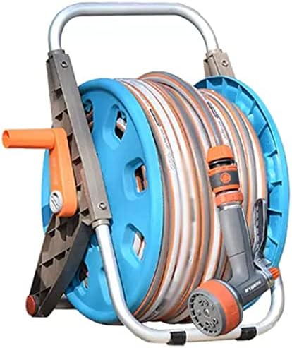 Hose Reel Cart Garden Hose Reels for Outside Retractable Multifunctional Wall Mounted Hose Cart, Garden Hosemobile with Water Gun, Car Wash Tool Set, Pipe Storage Rack (Color : A, Size : Hose Cart+4 by Unknown