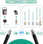 200FT Sewer Jetter Kit for Pressure Washer,1/4‘’NPT Drain Cleaner Hose 5800PSI, with Adapter Corner Rotating Button Nose Sewer Jetting Nozzles Kit Pearl Corsage Pin Spanner Waterproof Tape… - Image 3