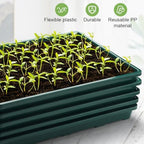 RooTrimmer 5 Pack Seed Starter Trays (17"x11"x2"), Plastic Flat Nursery Pots Trays, Durable Carrying Seedling Starter Tray, Reusable Tray for Planting and Collecting Drainage Water (Green) - Image 4