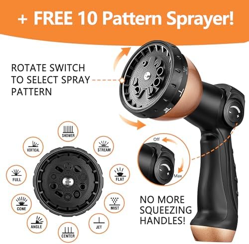 200 ft Garden Hose - Expandable Garden Hose with 10 Function Spray Nozzle - Kink-Free, Lightweight, Durable, Flexible, 2026 New Retractable Water Hoses for Yard, Lawn, Gardening(Black Rose gold) - Image 6