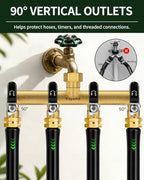 4-Way Garden Hose Splitter, Heavy-Duty Brass, 3/4" GHT, Black - Image 4
