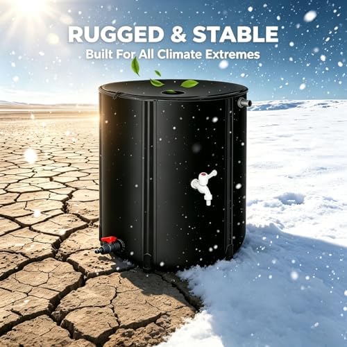 Collapsible Rain Barrel 100-Gallon, Portable PVC Rainwater Collection Tank with Spigots and Overflow Kit, Foldable Water Storage Container for Garden, Lawn and Outdoor Use - Image 2
