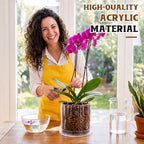 8 Inch Clear Acrylic Orchid Planter Pot with 360° Round Holes & Tray - Image 5