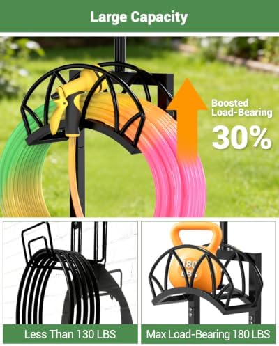 Garden Hose Holder with Solar Light, Freestanding Hose Stand for Outside - Image 3