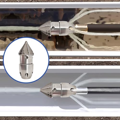 Sewer Nozzle for Pressure Washer, Stainless Iron Drain Dredging Nozzle with Front 4 Back 6 Jets for Municipal Pipe Unclogging - Image 2