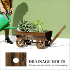 Wooden Wagon Garden Planter with Wheels, 45 Inch, Carbon - Image 6