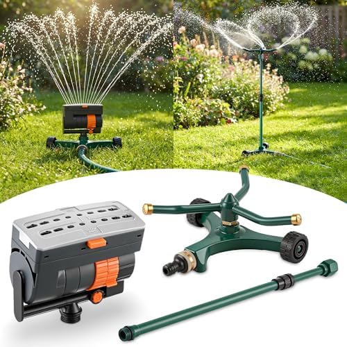 3-in-1 Lawn Sprinkler System with Adjustable 16-30" Riser by ElectricWise
