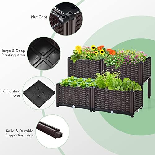 S AFSTAR Raised Garden Bed with Removable Legs & Brackets, 2 Pack Elevated Garden Planter Kits for Flowers Fruits Vegetables, Multiple Combination Planting Box Container for Garden Patio Balcony - Image 6