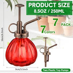 Maxdot 7 Pcs Colorful Glass Plant Mister Spray Bottle 250ml Vintage Pumpkin Spritzer with Bronze Top Pump 6.3" Tall Small Decorative Spritzer One Hand Watering Can for Plants Cleaning Gifts - Image 2