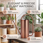 Long Spout Watering Can, 1500ml 304 Stainless Steel (Bronze) - Image 7