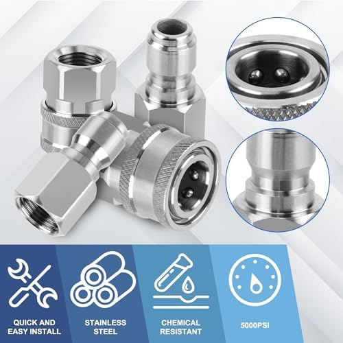 8Pcs 3/8" Stainless Steel Quick Connect Female Pressure Washer - Image 2