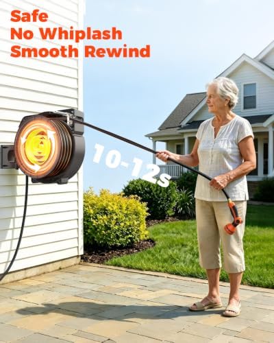 5/8 in 115 ft Retractable Garden Hose Reel with 9-Pattern Sprayer Nozzle - Image 2