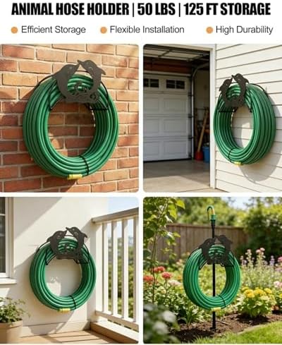 Dolphin Hose Holder Metal Wall Mount Heavy Duty 125'5/8" Garden Hose Hanger - Image 4
