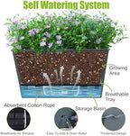 Window Box Planter 6 Pcs, 12.6 Inches Self Watering Rectangle Flower Plant Pots with Drainage Holes & Breathable Trays, Vegetable Planters for Windowsill Patio Garden Balcony Porch Yard (Dark Green) - Image 2