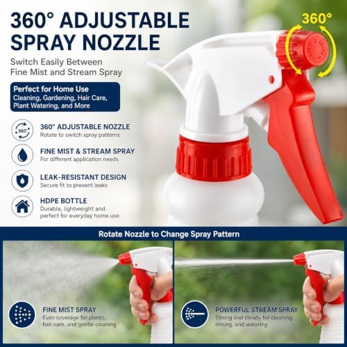 24 Pack 16oz Spray Bottles HDPE Trigger Sprayer Heavy Duty Plastic Nozzle - Image 3