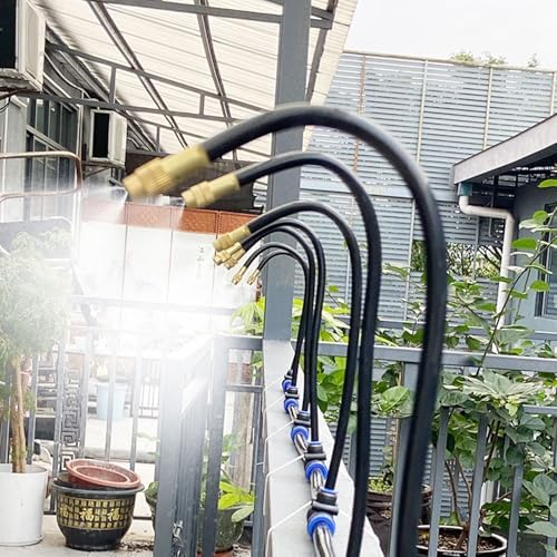Mist Irrigation Kit for Construction Dust Control, with High Pressure Hose/Brass Nozzles, 360° Bendable Adjustable Flow Modular System(40m/131ft) - Image 3