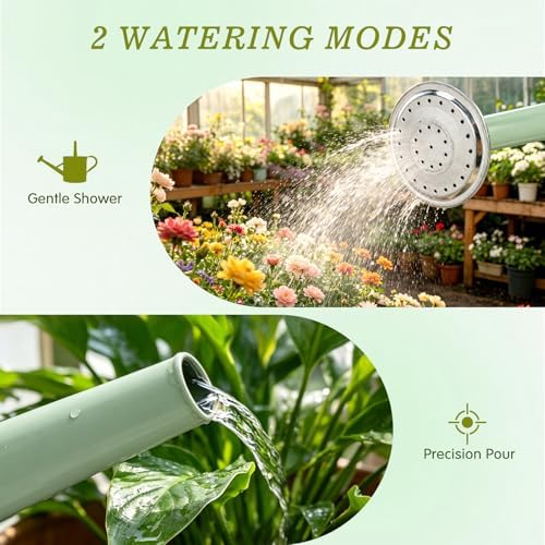 1 Gallon Watering Can for Outdoor&Indoor Plants，Cream Green - Image 4