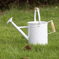 1 Gallon White Metal Watering Can with Wooden Handles by HORTICAN