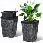 Tall Outdoor Planters Set of 2, 16" Planters for Outdoor Plants by STMHOM