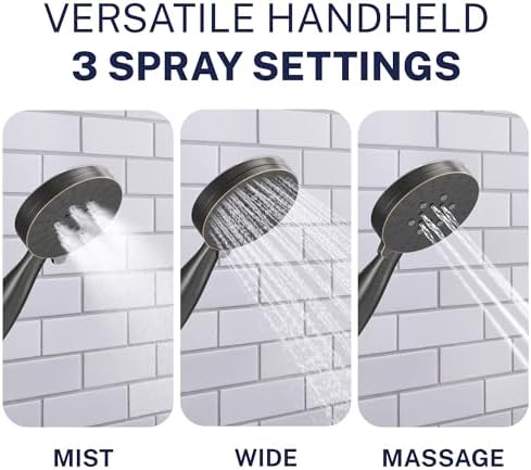 HammerHead Metal Dual Shower Head Combo With 3-Spray Handheld and Rainfall - Image 4